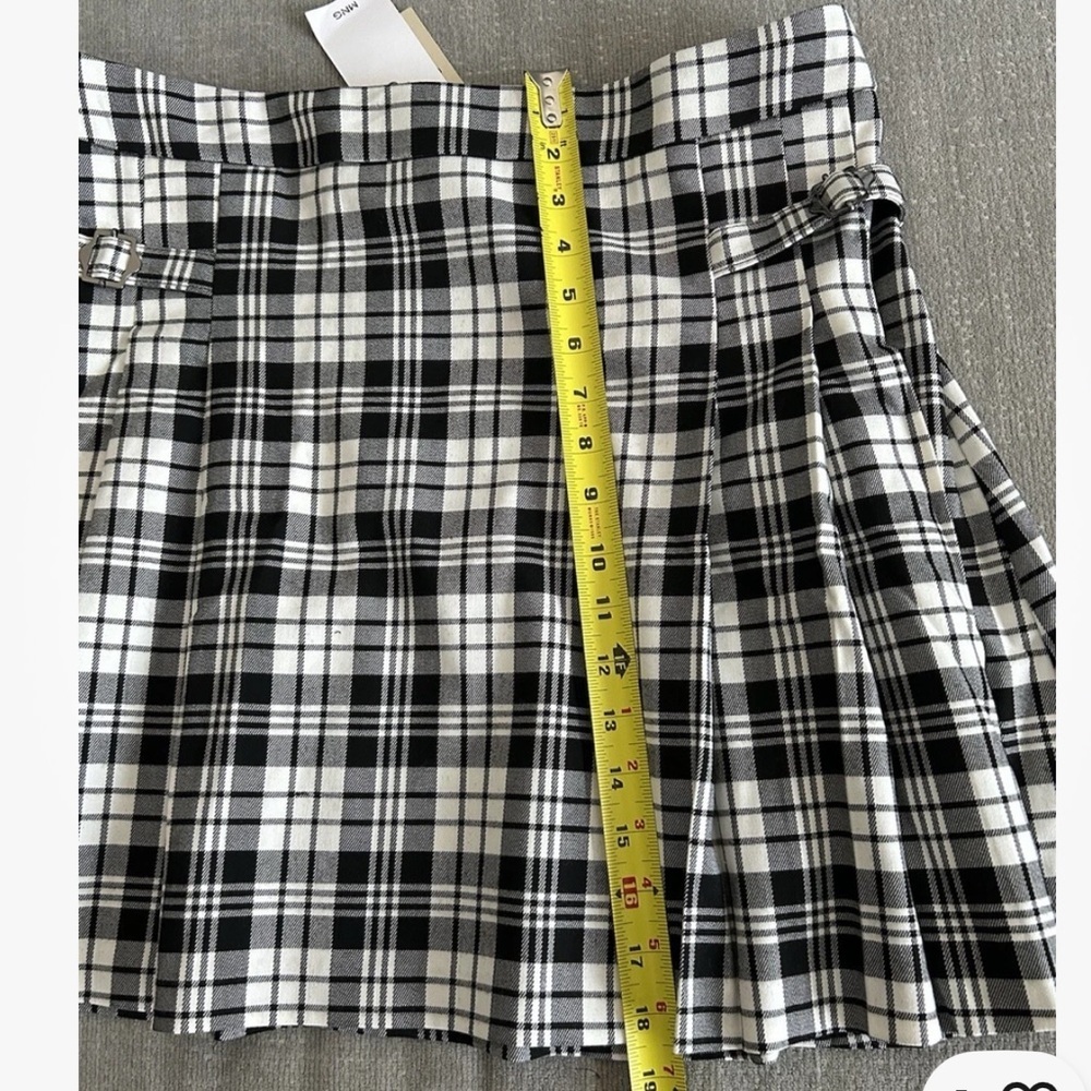 Mango Plaid Black Grunge Goth Preppy Emo Dark Academia Mini Skirt Size XL - Picture 8 of 9